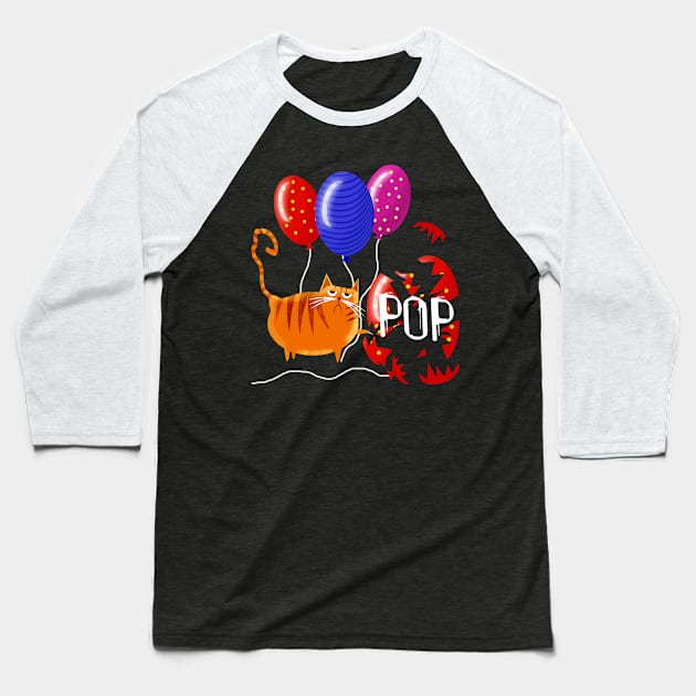 Cat Party Pooper Baseball T-Shirt by Scratch